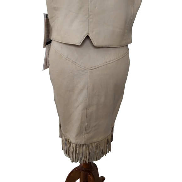 Pioneer Wear Vintage NOS Bone Cream Leather Fully‎ Lined Western Cowgirl Vest - Picture 8 of 16